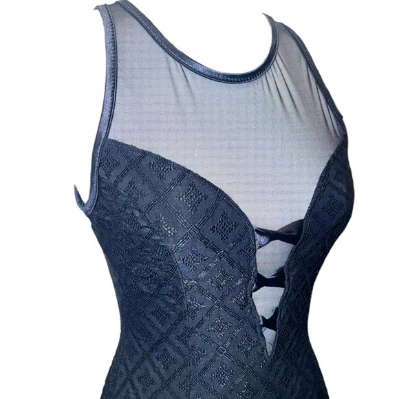 Jantzen Images Womens Vintage Mesh High Neck Plunge 1 Piece Bathing Swim Suit 12 - Picture 3 of 9